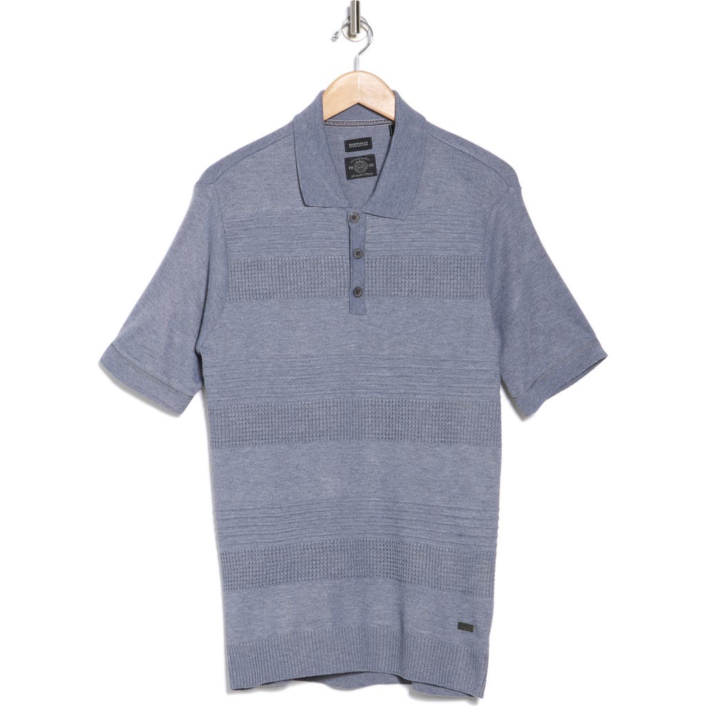 Shop Buffalo Jeans Worden Textured Stripe Polo Sweater In Heather Grey