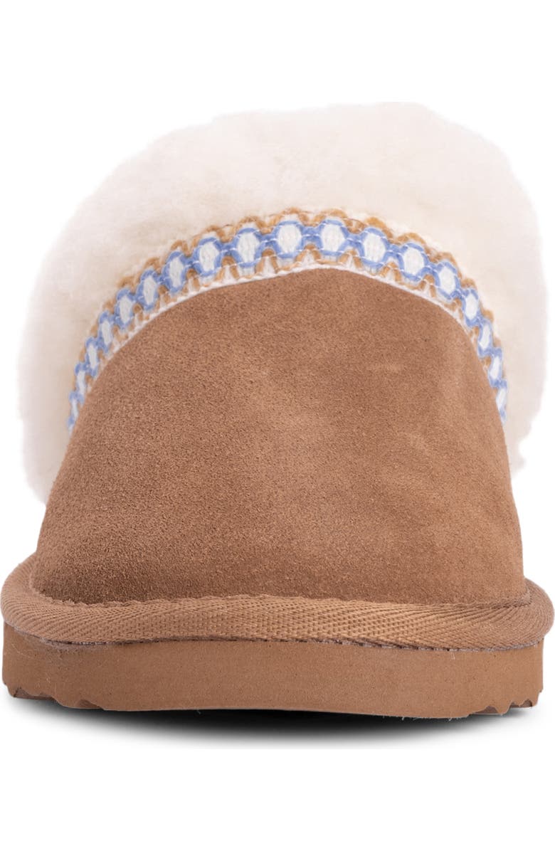 MUK LUKS Dawn Suede Scuff Slipper with Genuine Shearling Trim, Alternate, color, Caramel