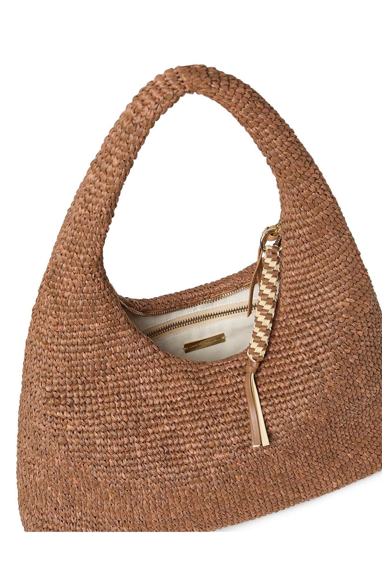 Loeffler Randall Willow Woven Raffia Hobo Bag, Alternate, color, Brown