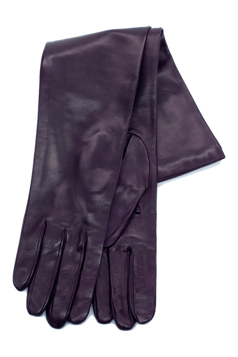 Silk Lined Leather Gloves, Main, color, AUBERGINE