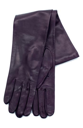 Portolano Silk Lined Leather Gloves In Purple