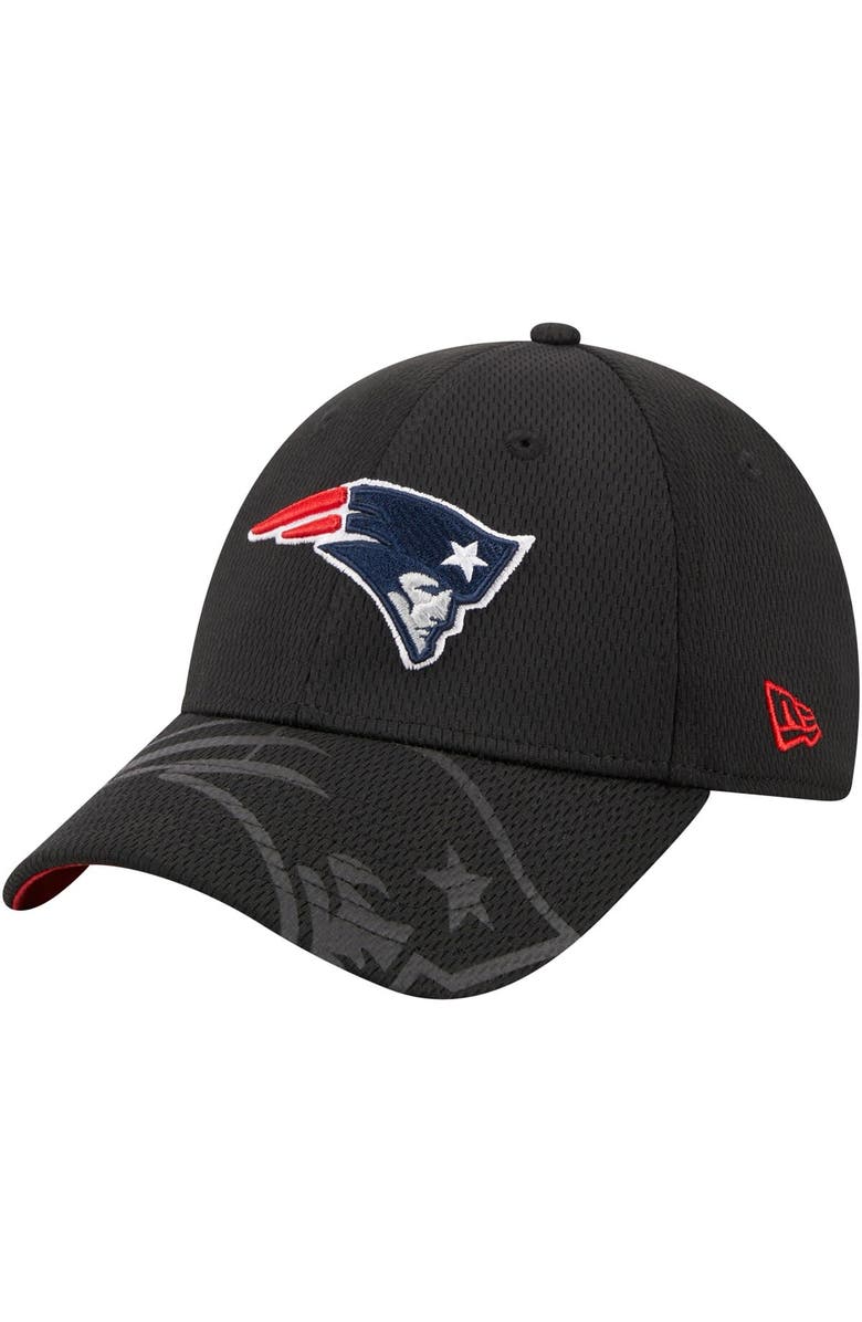 New Era Men's New Era Black New England Patriots Top Visor 9FORTY Adjustable Hat, Main, color, 
