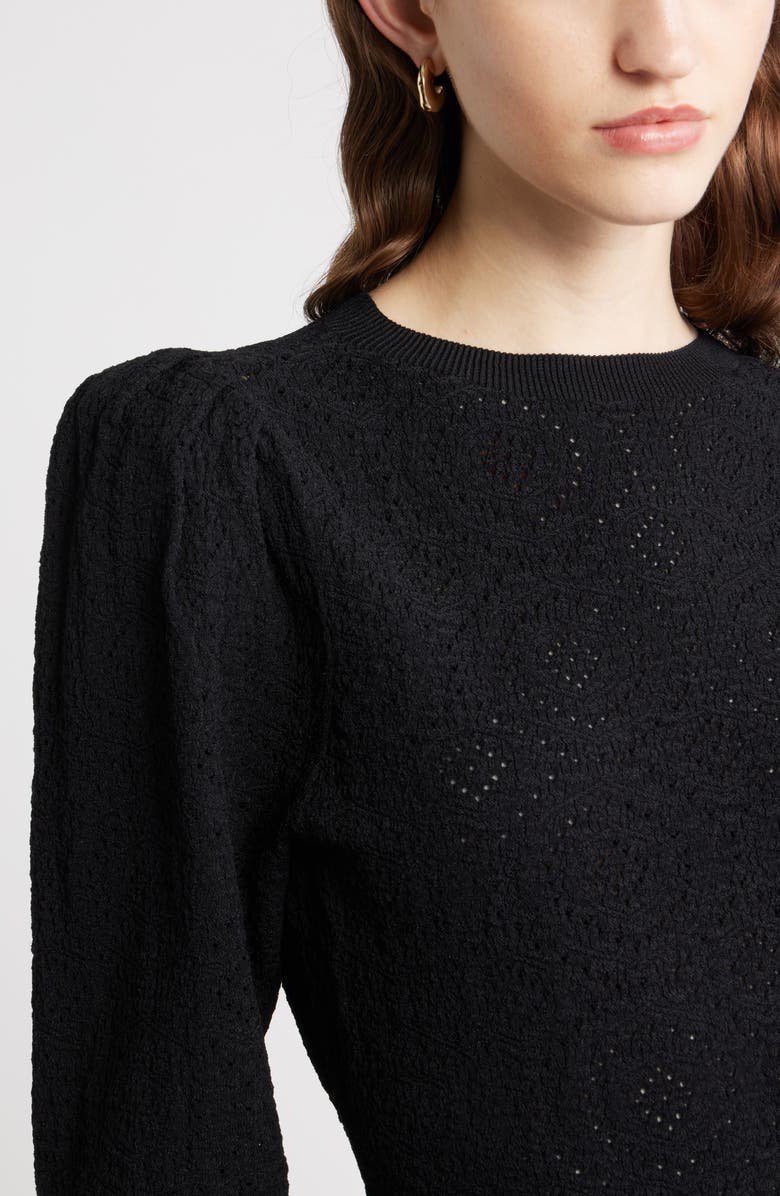 Nordstrom Lacy Open Stitch Sweater, Alternate, color, Black