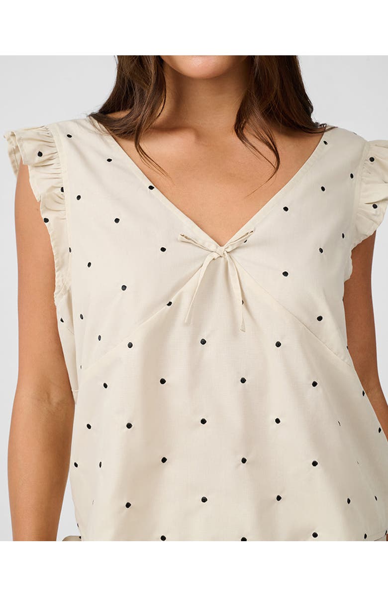 WeWoreWhat Ruffle Sleeve Boxy Top, Alternate, color, Oat/Black