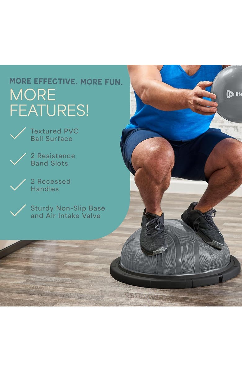 Lifepro Half Ball Balance Trainer Stability Balance Ball for Exercise Core Strength, Alternate, color, Grey