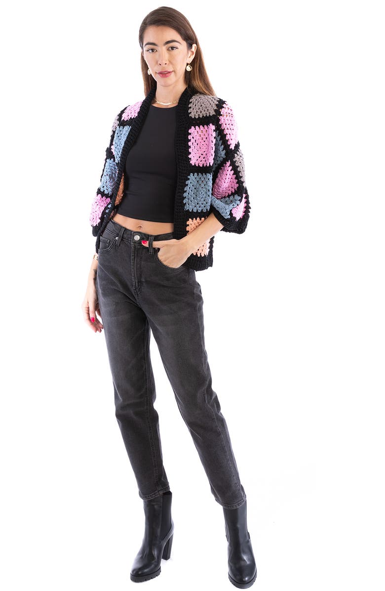 SAACHI Pastel Crochet Square Cardigan, Alternate, color,
