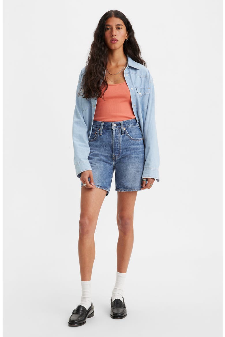 501® Mid Thigh Denim Shorts, Alternate, color, BLUE BEAUTY