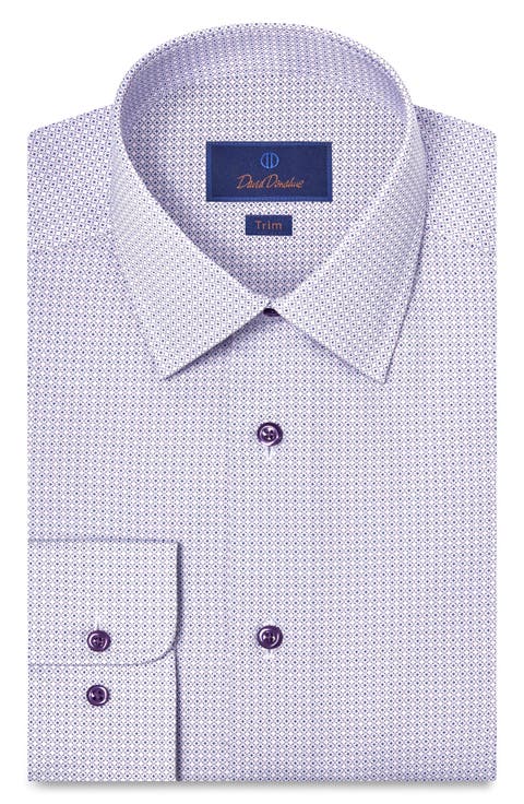 Trim Fit Geometric Print Cotton Dress Shirt