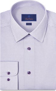 David Donahue Trim Fit Geometric Print Cotton Dress Shirt