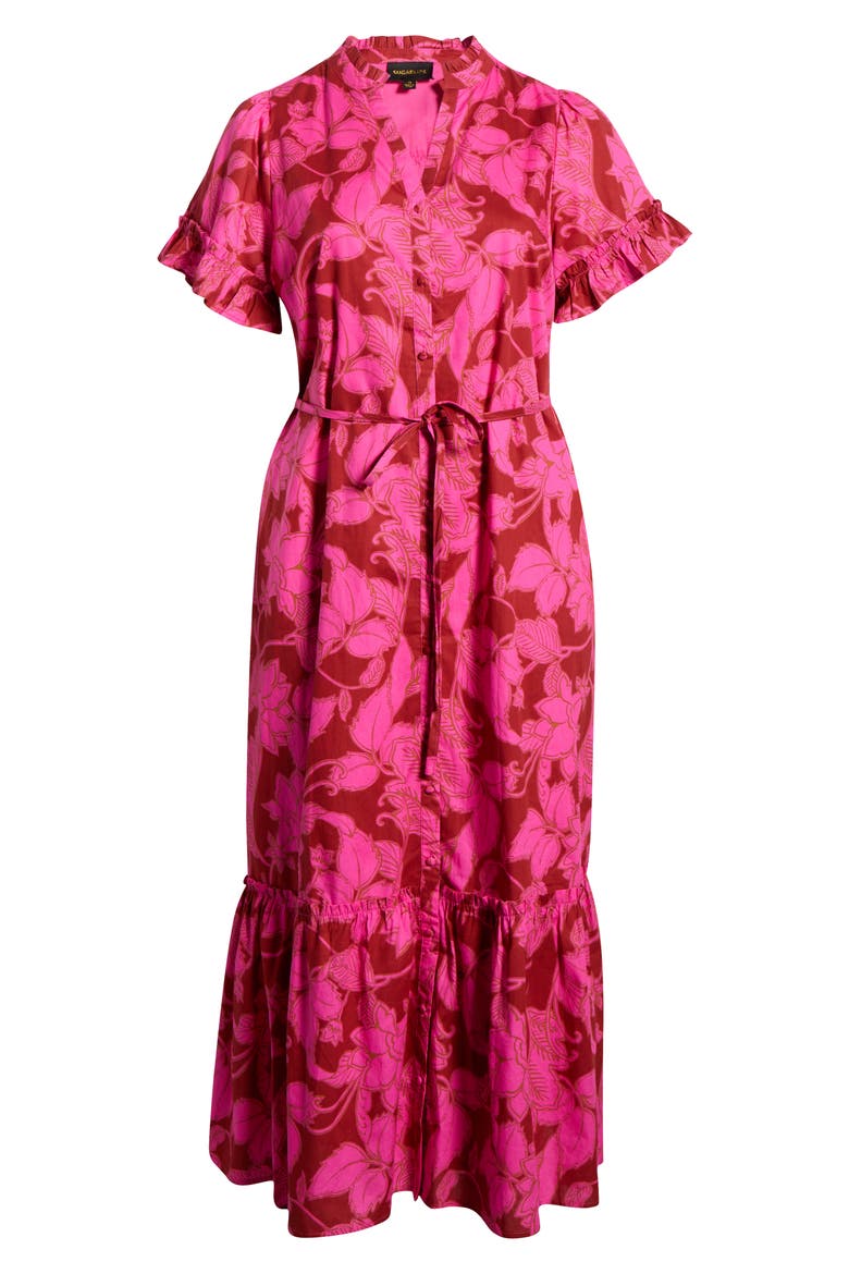 Craney Floral Alna Maxi Shirtdress, Alternate, color, BURG-PINK