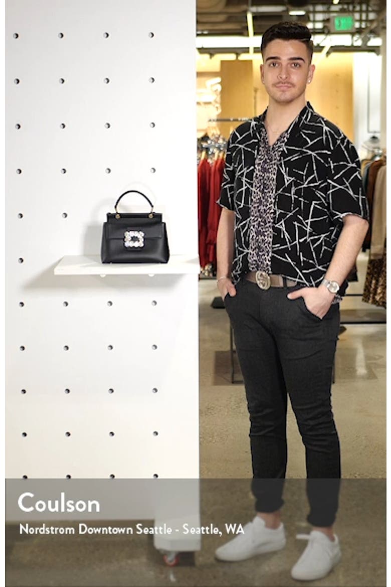 Strass Flower Buckle Calfskin Top Handle Satchel video