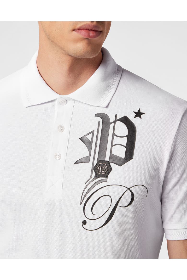 Polo Shirt Ss Gothic Plein Pp Hexagon Men, Alternate, color, white