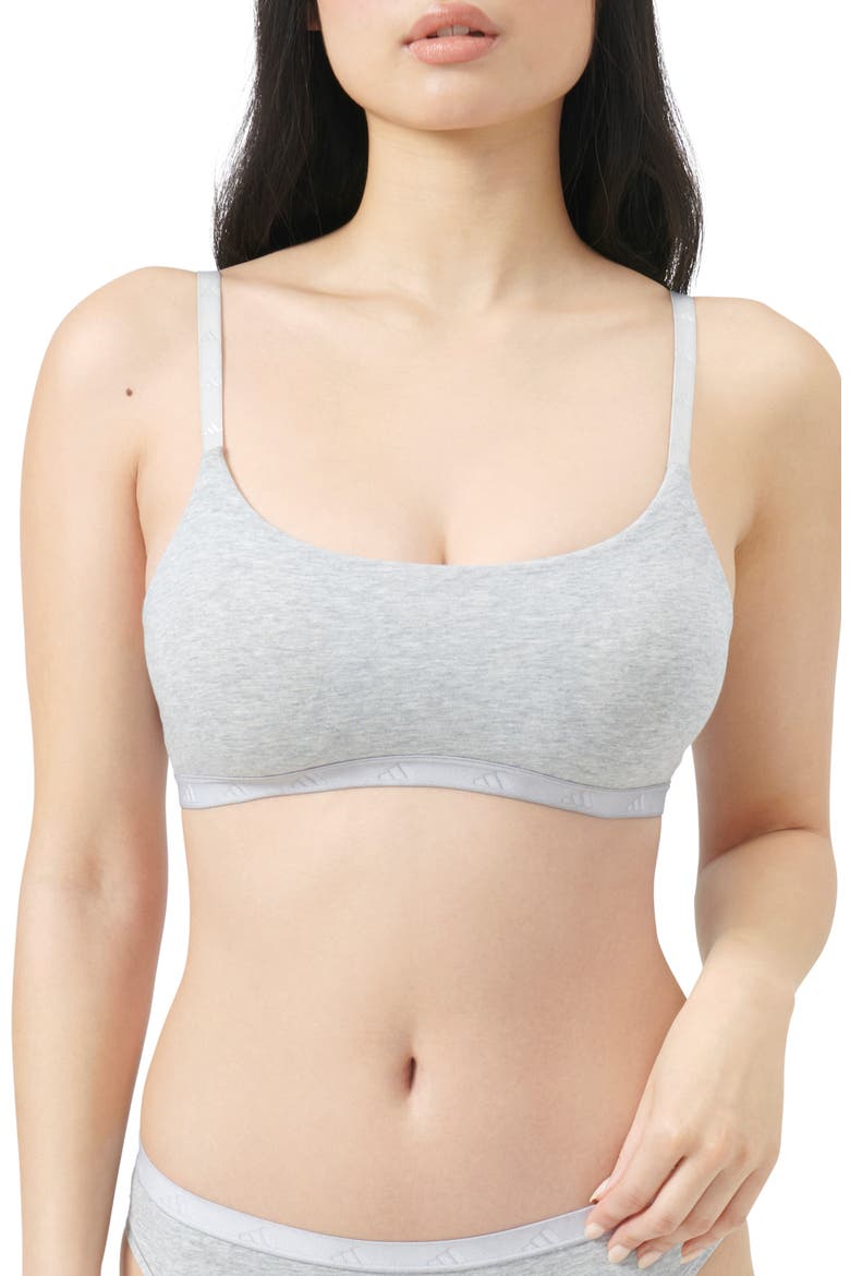 Essentials Cotton Blend Scoop Bralette, Main, color, MEDIUM HEATHER GREY