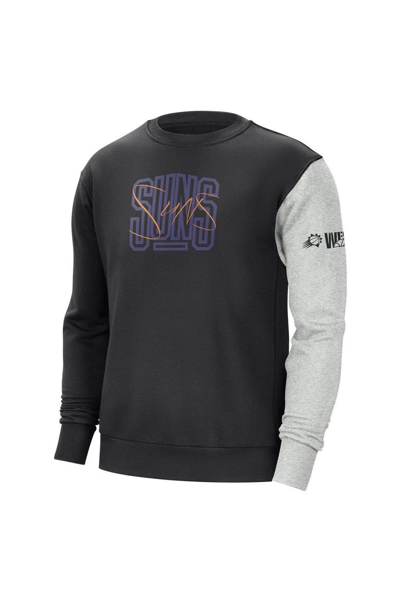 Men's Nike Black/Heather Gray Phoenix Suns Courtside Versus Force & Flight Pullover Sweatshirt, Alternate, color, Black