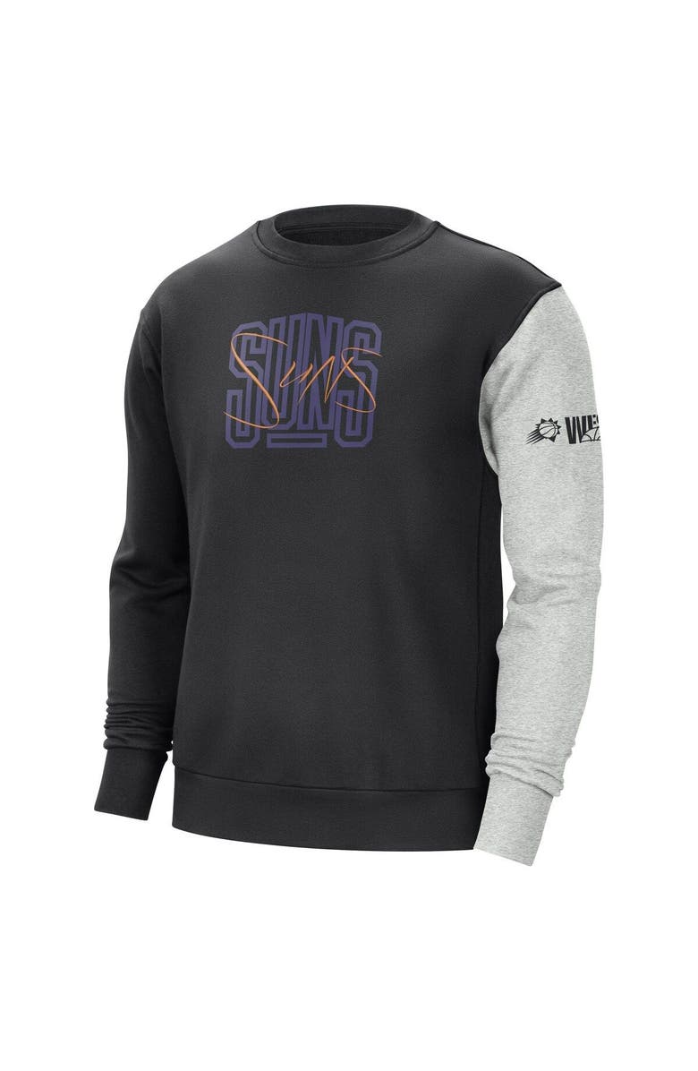 Nike Men's Nike Black/Heather Gray Phoenix Suns Courtside Versus Force & Flight Pullover Sweatshirt, Alternate, color, Black
