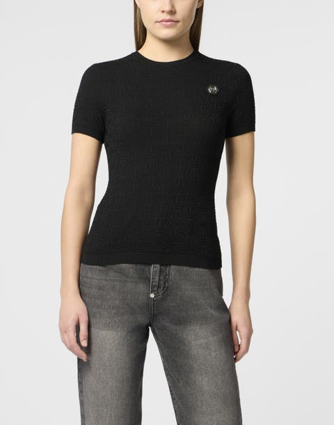Knitted T-Shirt Sexy Pure Fit Monogram Monogram Women