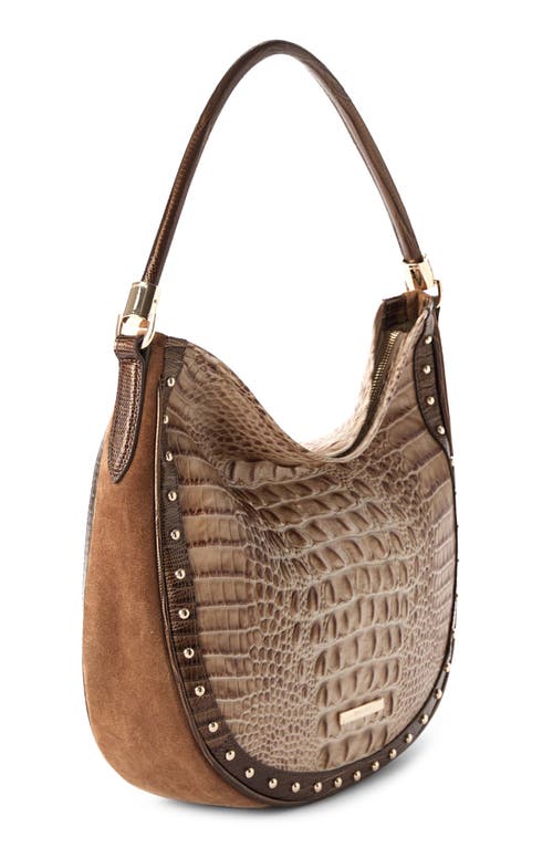 Brahmin Small Kathleen Croc Embossed Leather Shoulder Bag In Neutral