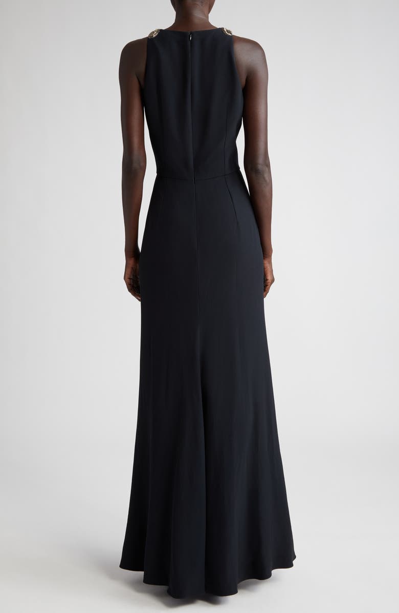 McQueen Crystal Embellished Sleeveless Trumpet Gown, Alternate, color, Black