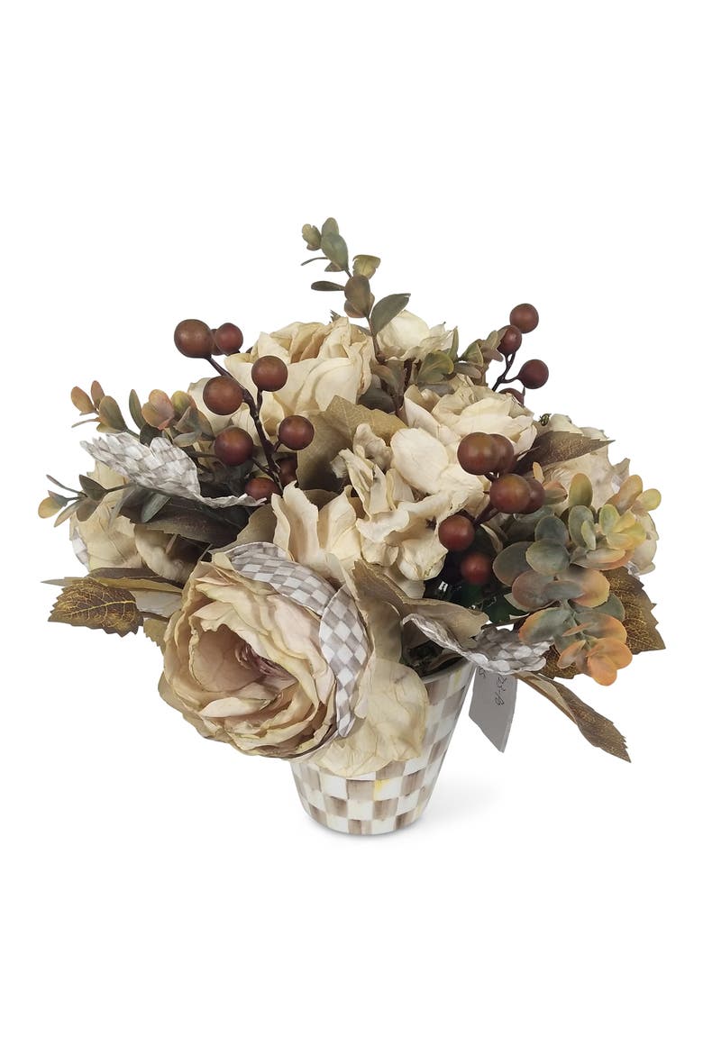 Mocha Check Fall Floral Arrangement, Main, color, BROWN