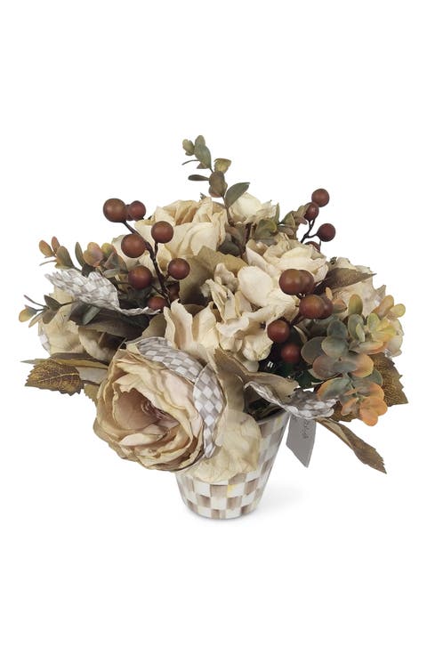Mocha Check Fall Floral Arrangement