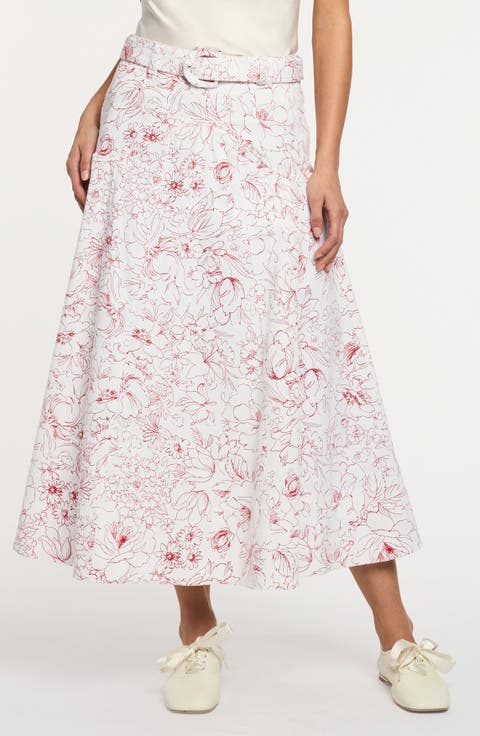 Nala Garden Doodle Stretch Cotton Skirt