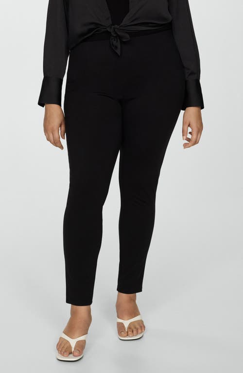 Mango High Waist Crop Skinny Pants In Black
