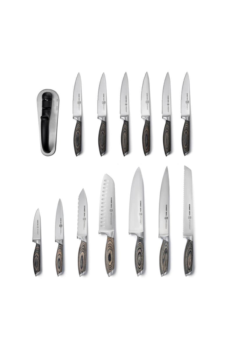Schmidt Brothers Cutlery Bonded Ash 15-Piece Knife Block Set, Alternate, color, Grey
