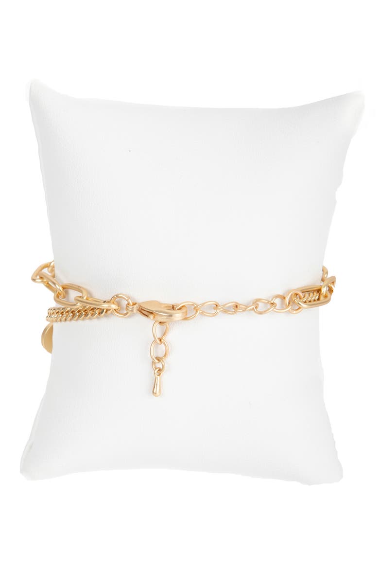 Disc Charm Layered Chain Bracelet, Alternate, color, GOLD