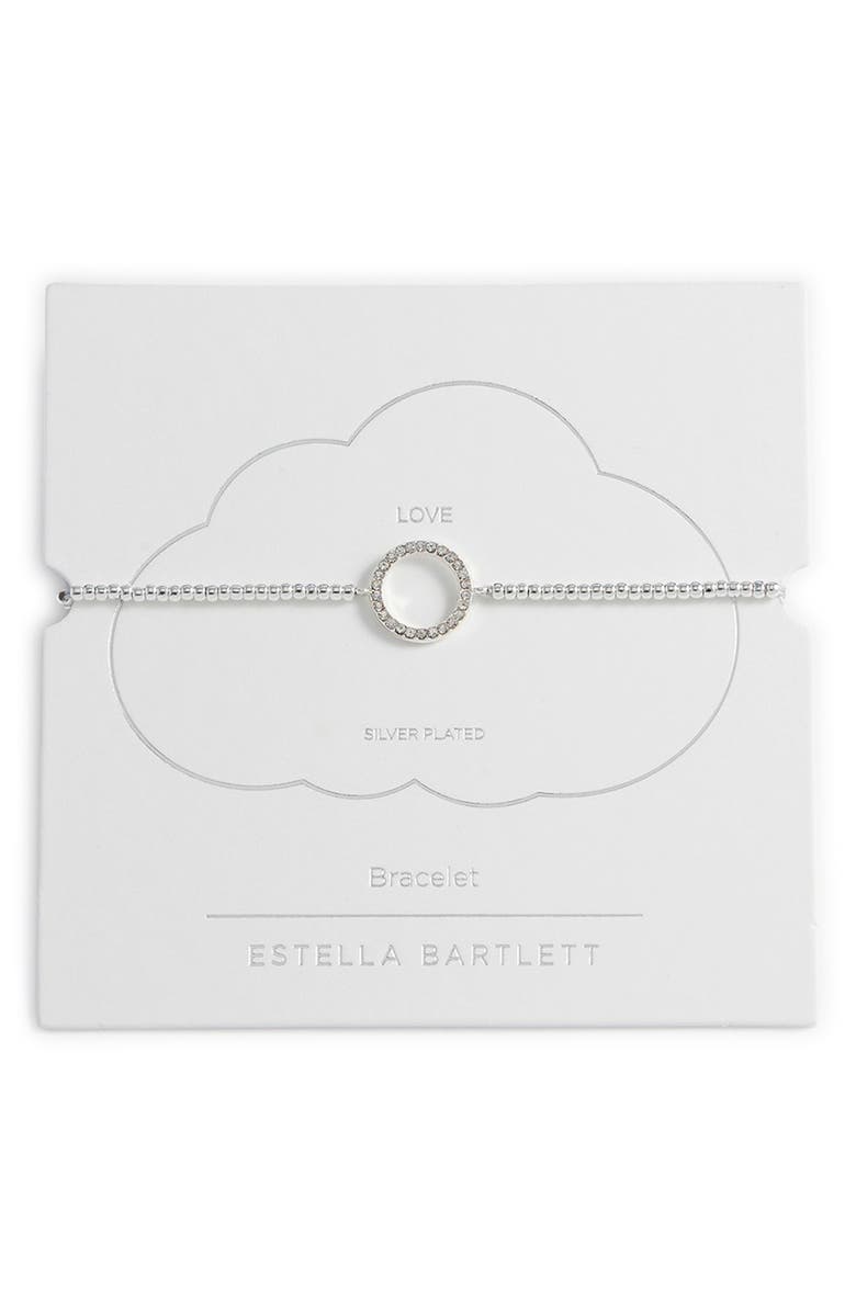 Estella Bartlett Louise Cubic Zirconia Circle Slide Bracelet, Main, color, Silver