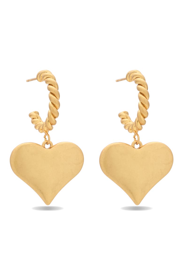 Carmen Heart Drop Earrings, Alternate, color, GOLD