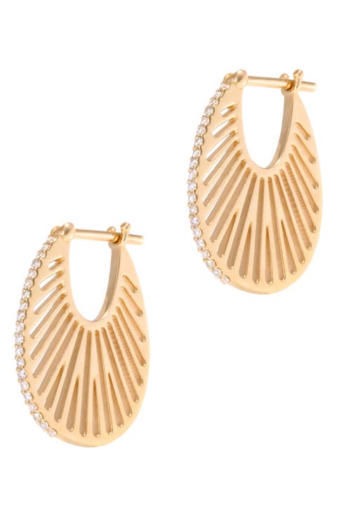 Flat Ray Diamond Hoop Earrings