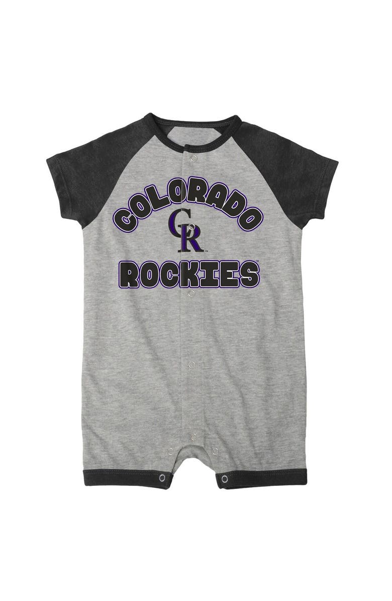 Outerstuff Newborn & Infant Heather Gray Colorado Rockies Extra Base Hit Raglan Full-Snap Romper, Alternate, color, Heather Gray