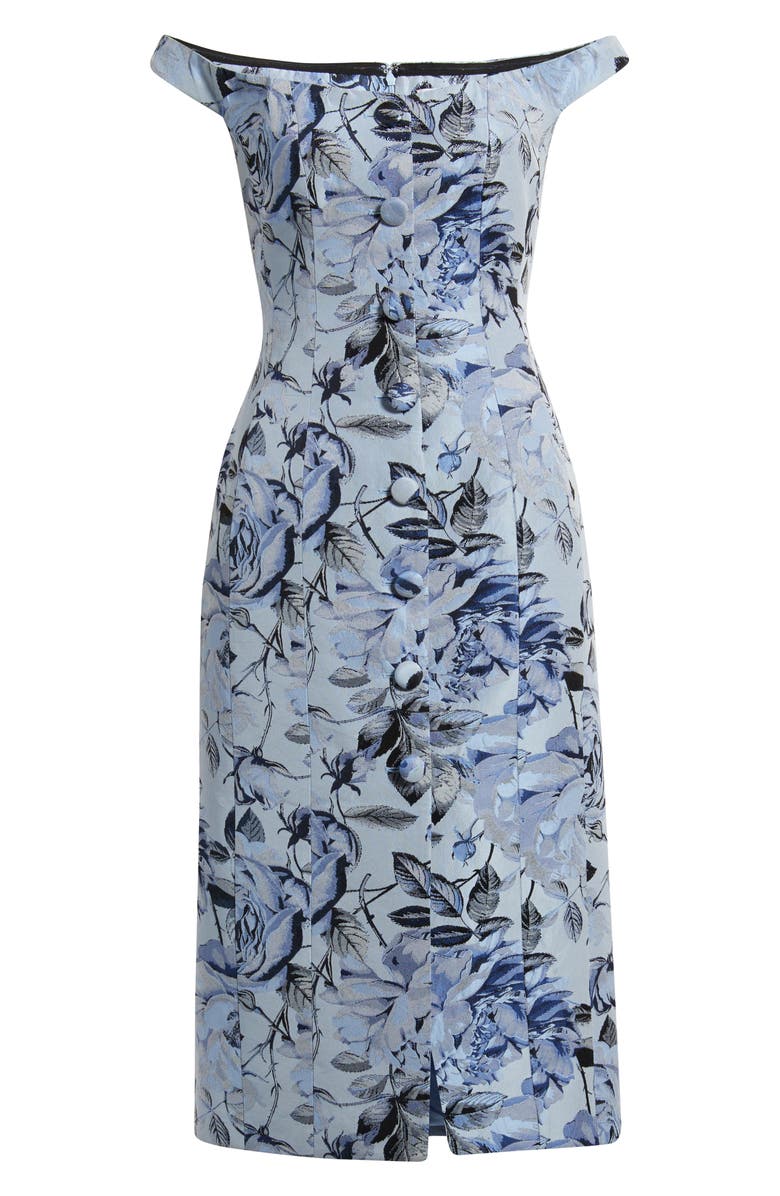Milly Mel Floral Jacquard Off the Shoulder Dress, Main, color, Blue/ Navy