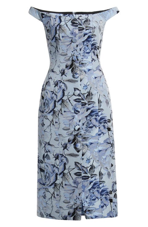 Mel Floral Jacquard Off the Shoulder Dress