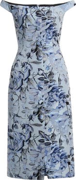 Milly Mel Floral Jacquard Off the Shoulder Dress