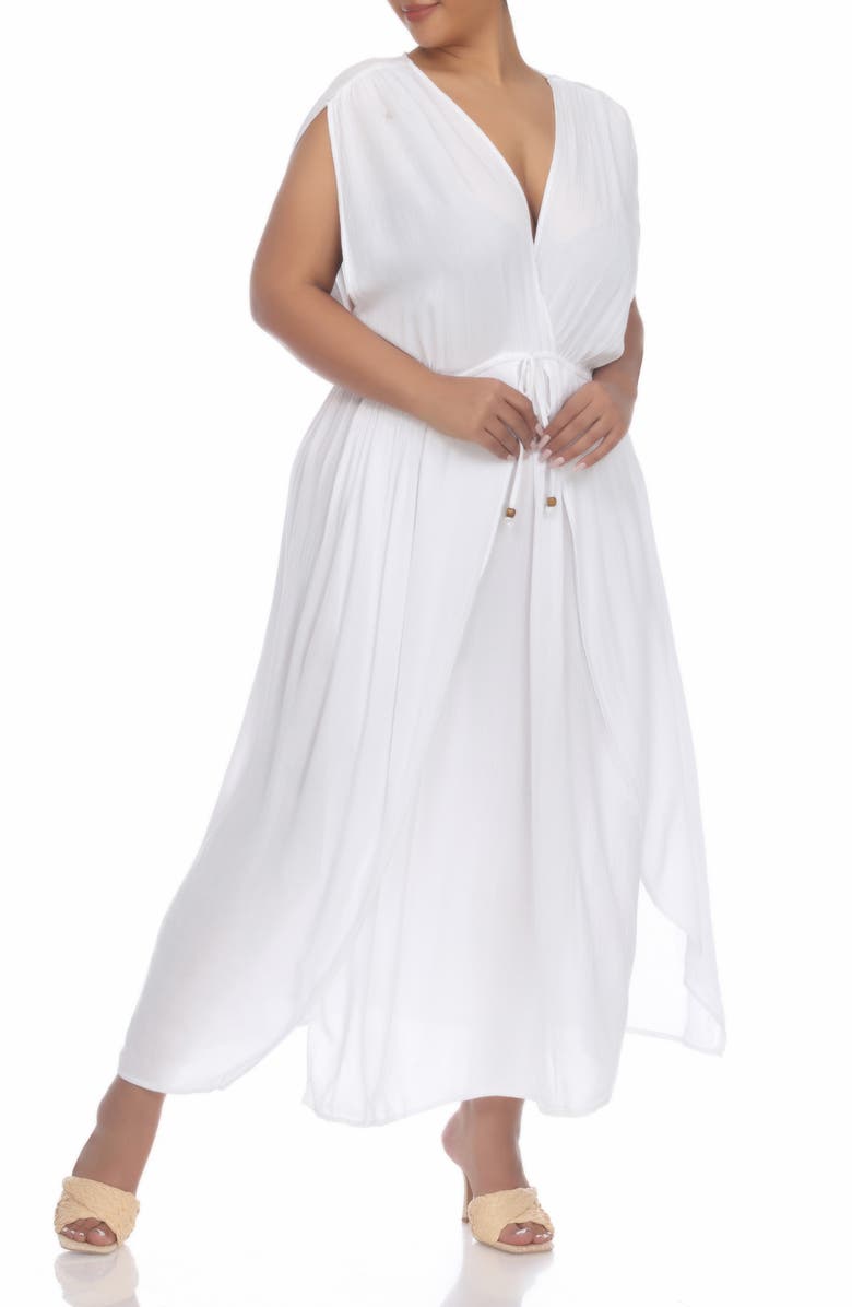 BOHO ME Maxi Cover Up Dress, Alternate, color, White