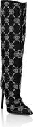 PHILIPP PLEIN Satin Boots High Heels Mid Strass Monogram Women