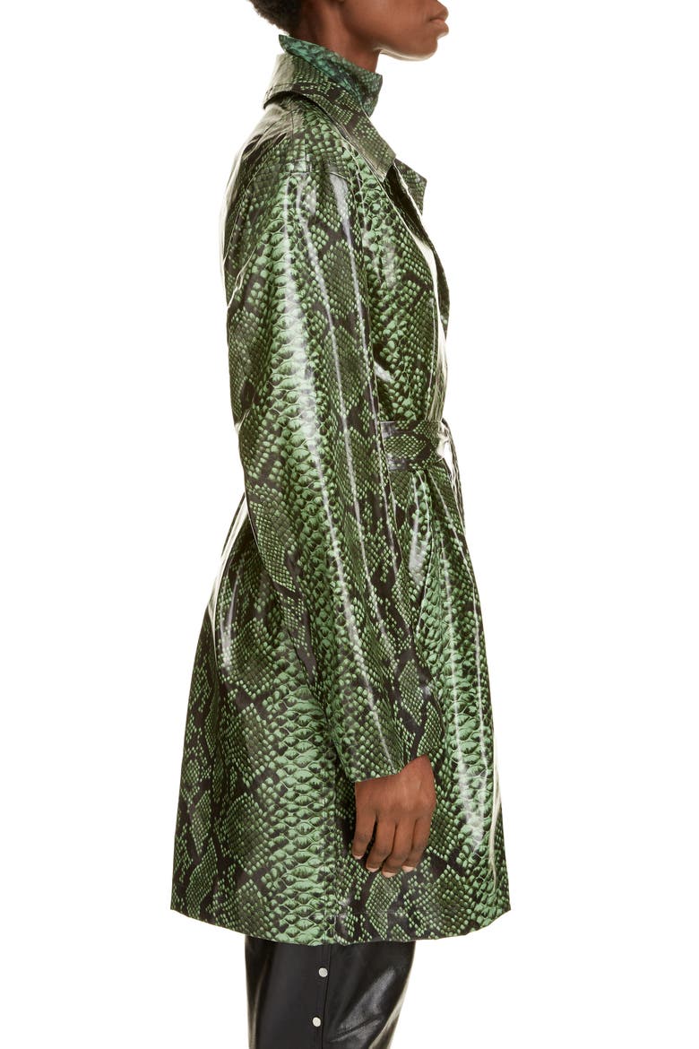 Ramblas Python Print Coated Cotton Coat, Alternate, color, GREEN 604