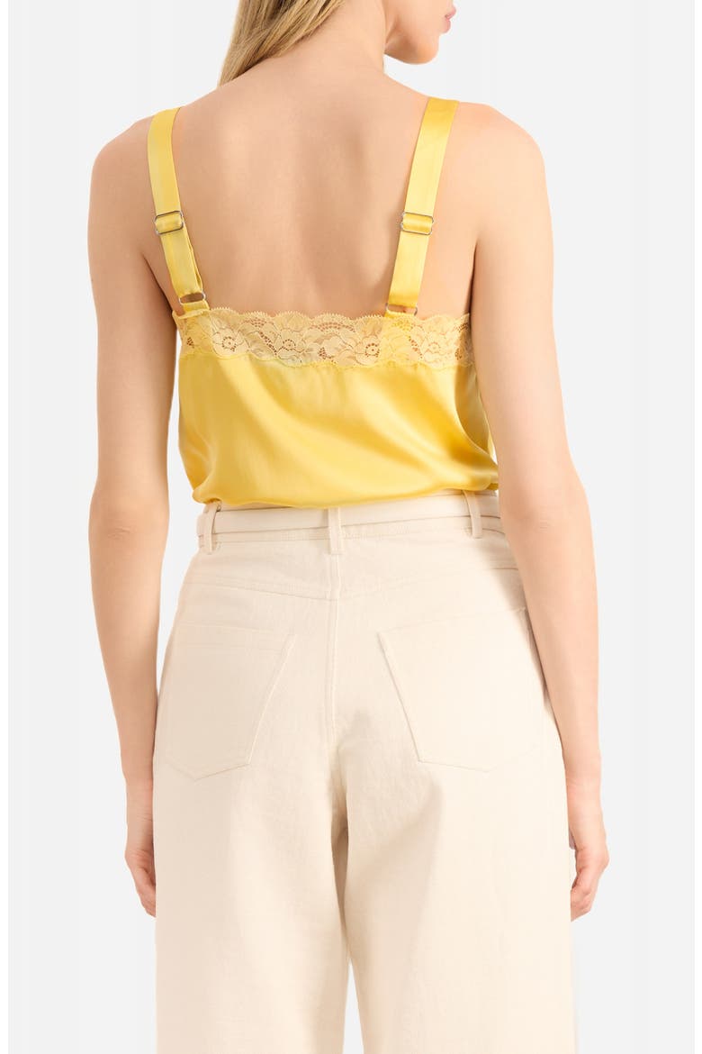 Amora Lace Trim Silk Charmeuse Camisole, Alternate, color, CUSTARD