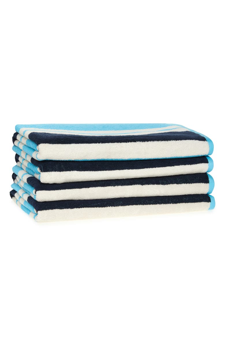 NORDSTROM RACK Set of 4 Cabana Stripe Beach Towels, Main, color,