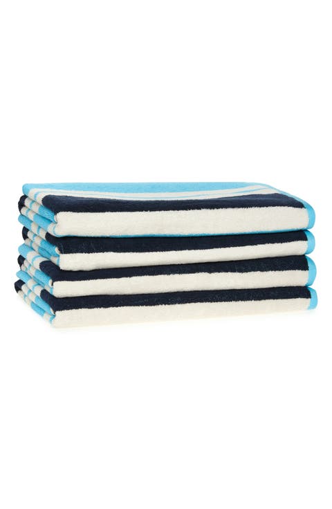 Set of 4 Cabana Stripe Beach Towels