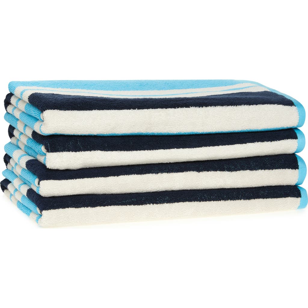 Nordstrom Rack Set Of 4 Cabana Stripe Beach Towels In Blue Pool