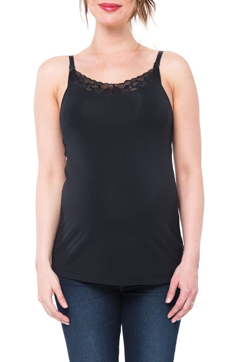 Nom Maternity Lace Trim Maternity/Nursing Camisole, Main, color,