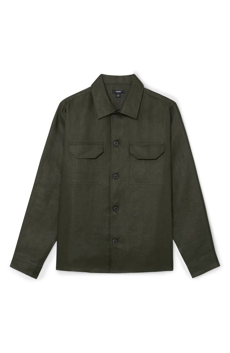 Reiss Polasio Linen Overshirt, Alternate, color, Midnight Green