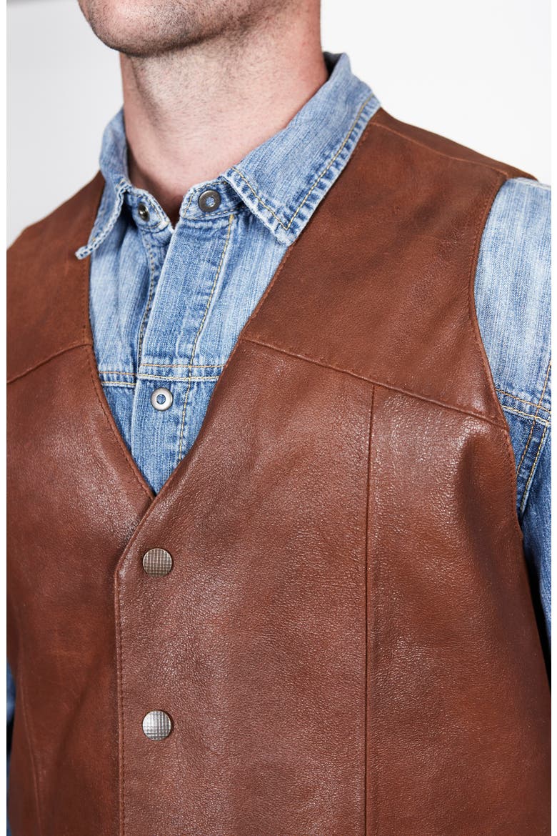 Vintage Leather Vest, Alternate, color, COGNAC