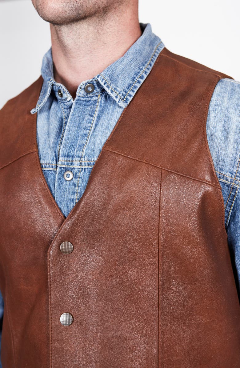 Missani Le Collezioni Vintage Leather Vest, Alternate, color, Cognac