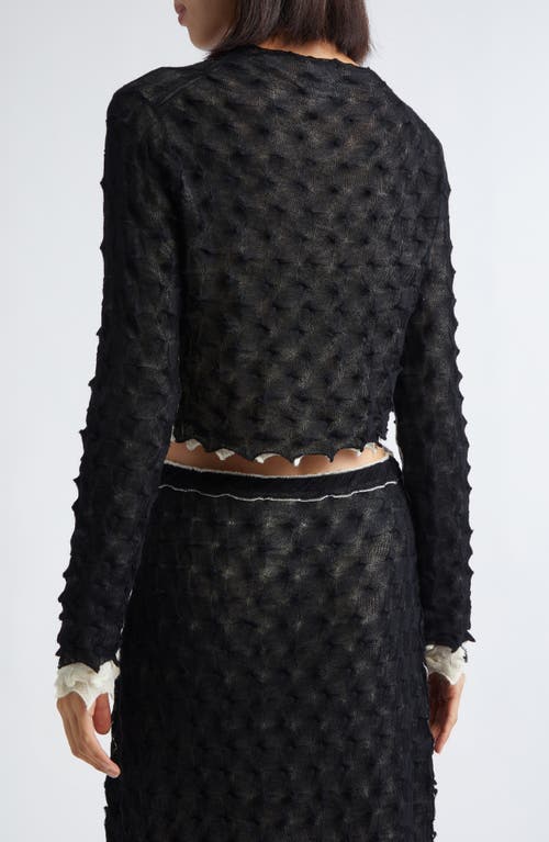 Yanyan Borlor Double Layer Wool Shrunken Cardigan In Black