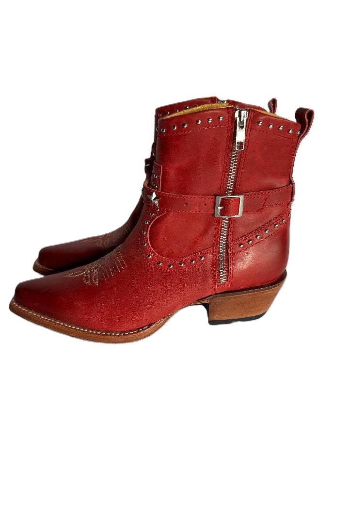 Malibu Beach Women's Premium Western Leather Boots Sandy, Alternate, color, Red