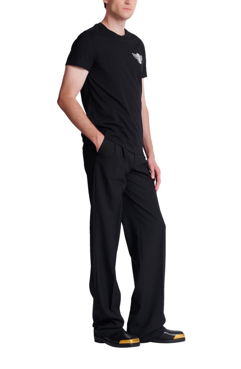 Balmain Emblem Printed T-shirt, Main, color, Black