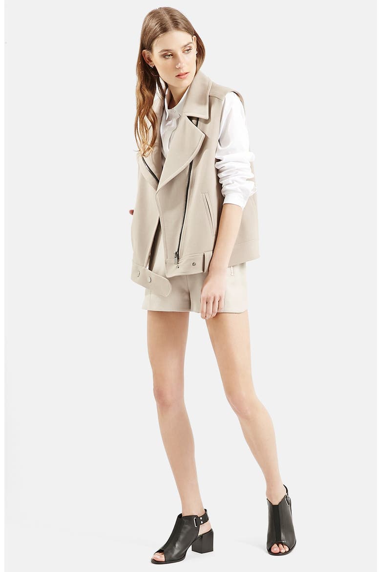 Belted Biker Vest, Alternate, color, GREY